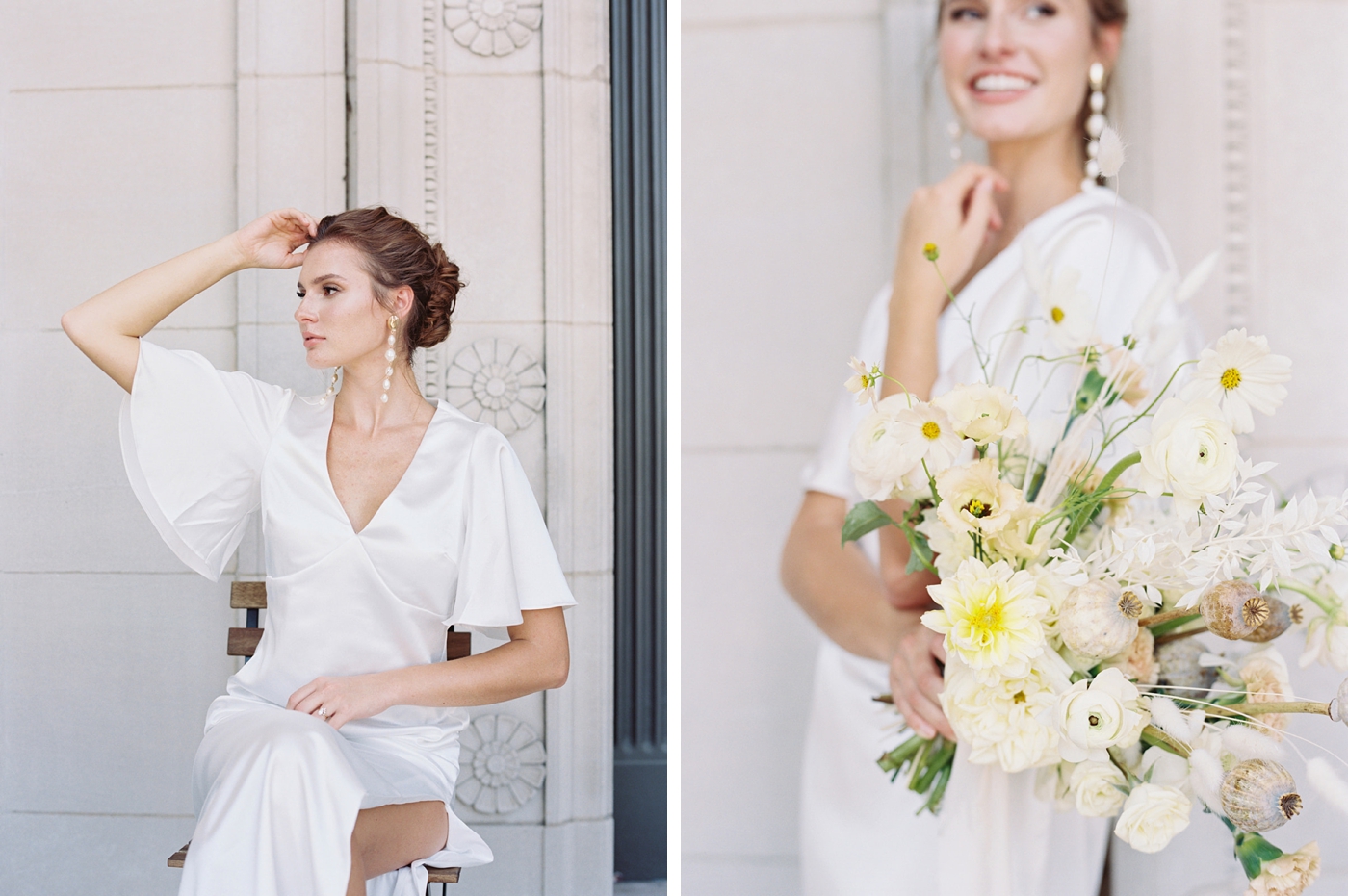 Simple all white modern elopement inspiration in Richmond, Virginia